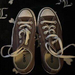 Converse Brown and White Low Top Canvas Sneakers